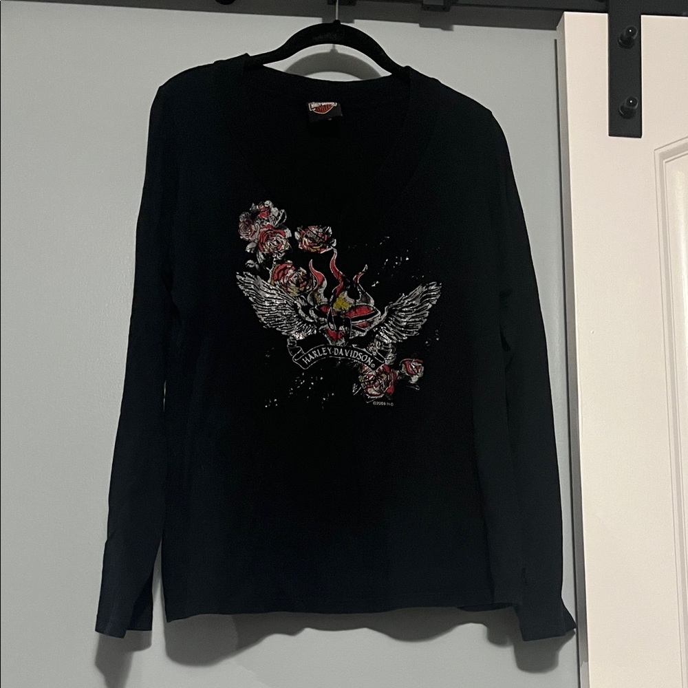 Women’s Harley Davidson 
Black Long Sleeve Graphic Tee